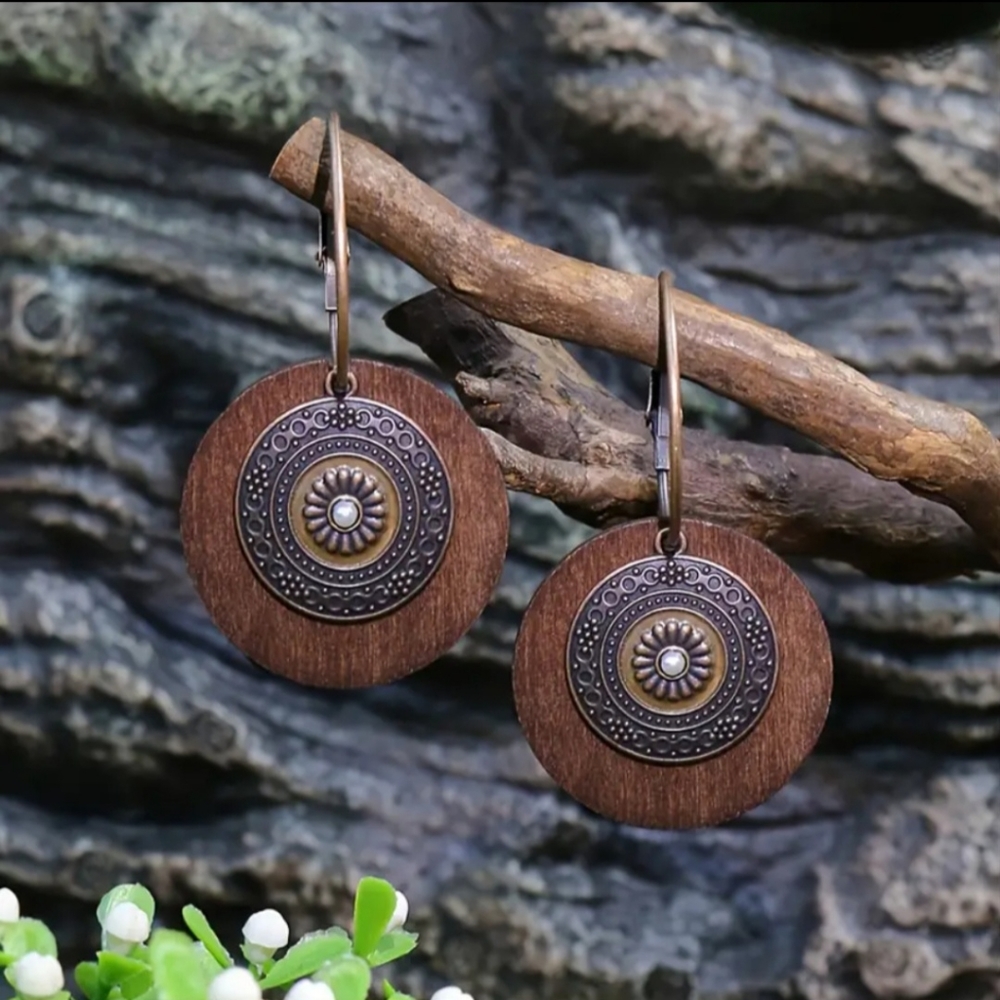 Bohemian Style Wood Dangle Earrings
